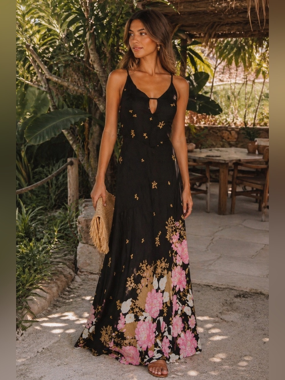 Free People Get To You Maxi Slip Dress XS Boho Floral Bias Cut Cottagecore